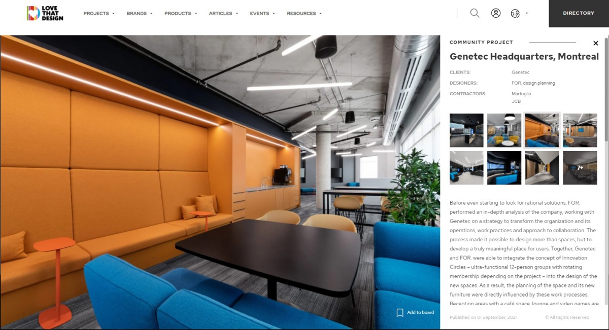 FOR. design planning Article Press review Love that design Dubai Genetec offices headquarters Montreal