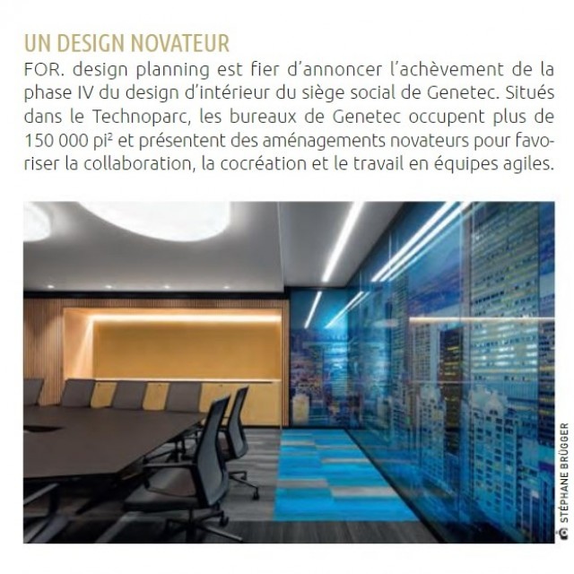 CANADA. Magazine Immobilier commercial. Siège social de Genetec