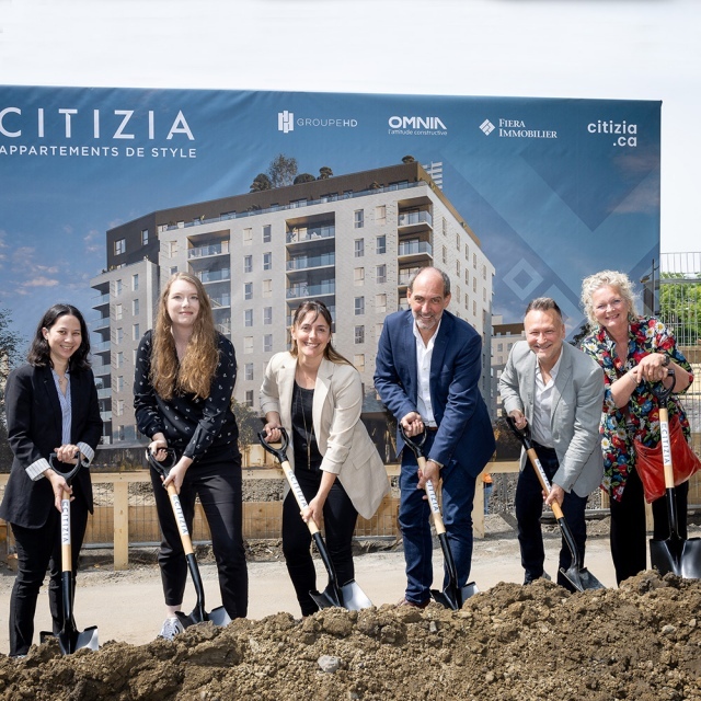 FOR. holds the shovel at the groundbreaking ceremony of the 350-unit CITIZIA project